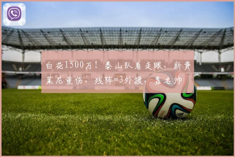 白花1500万！泰山队看走眼，新费莱尼重伤，残阵=3外援，靠名帅